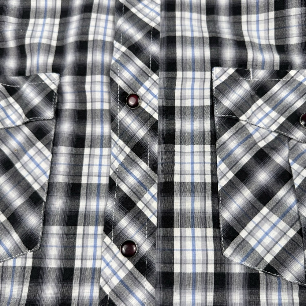 Cowboy Legends Pearl Snap Embroidered‎ Y2K Style Sz L Western Country Plaid - Picture 6 of 11